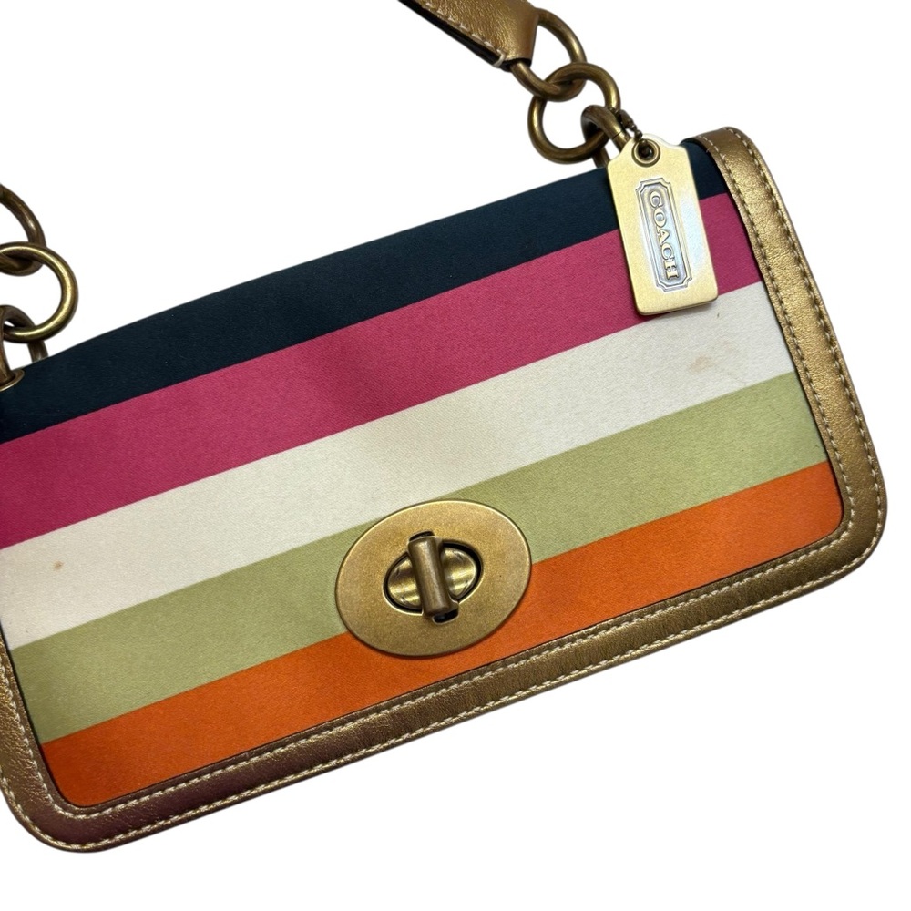 Coach ultra rare legacy striped Turnlock vintage y2k mini bag - Picture 3 of 9